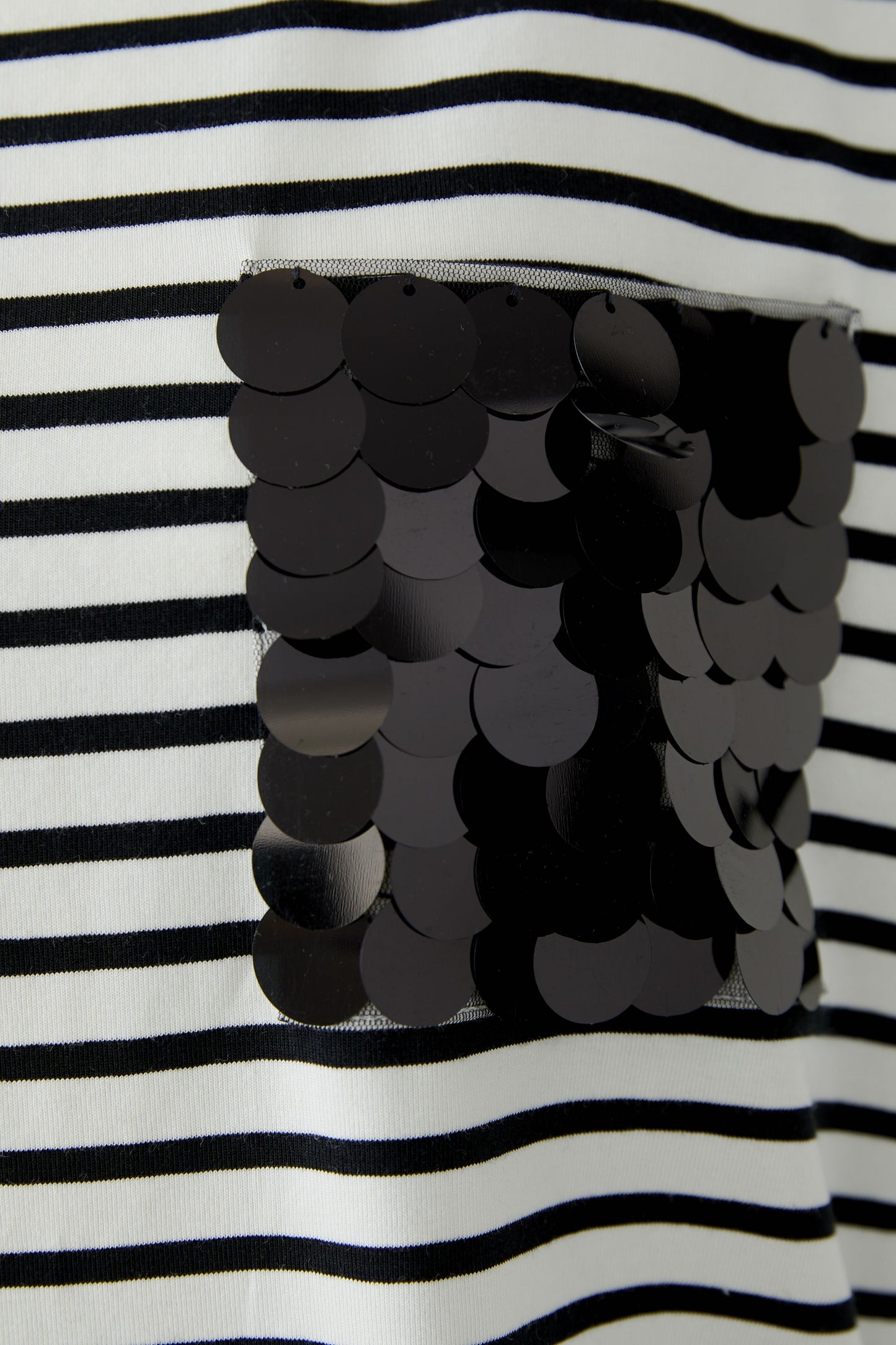 Oui White/Black Stripe T-Shirt w/Sequin Pocket