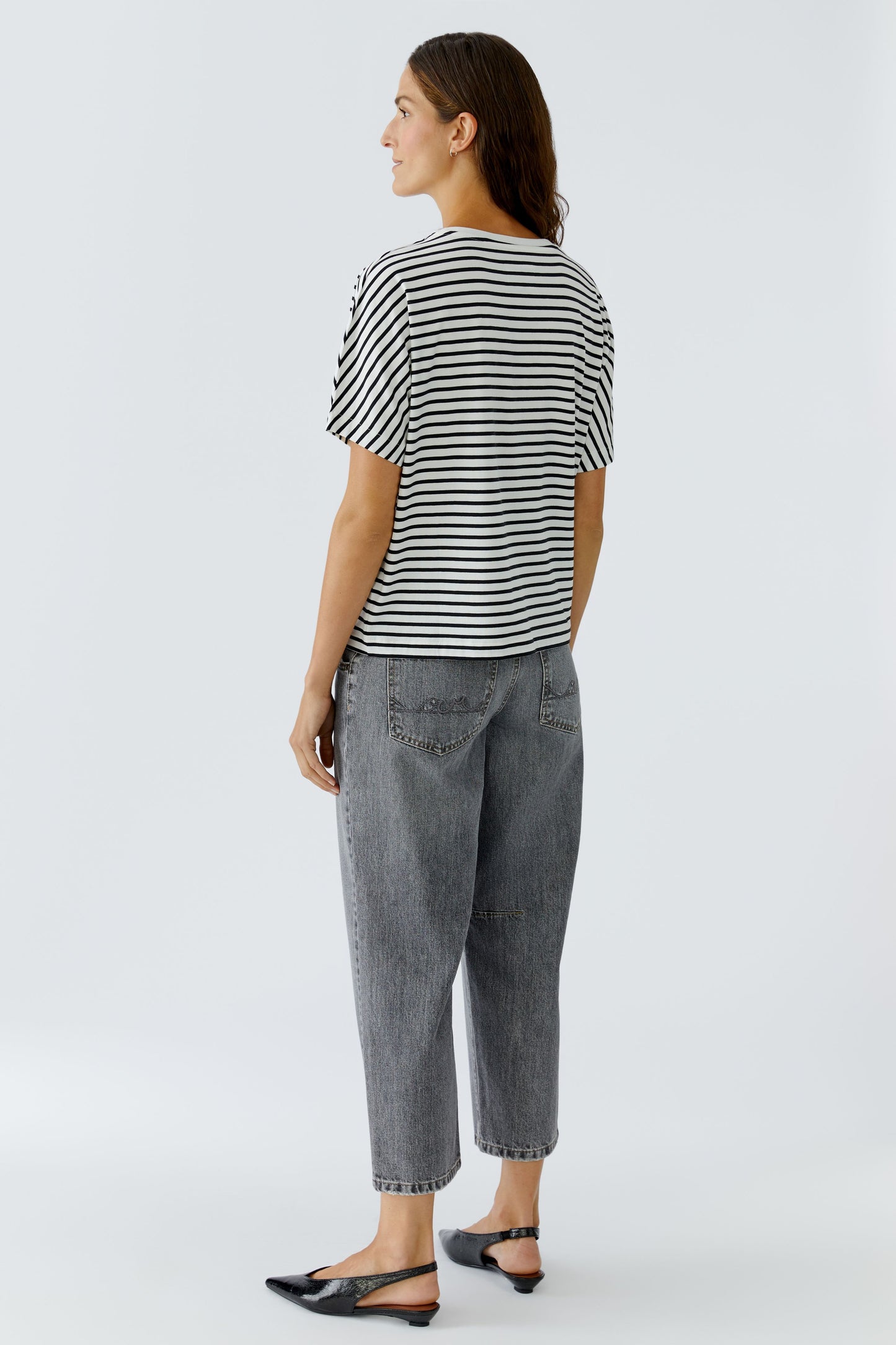 Oui White/Black Stripe T-Shirt w/Sequin Pocket