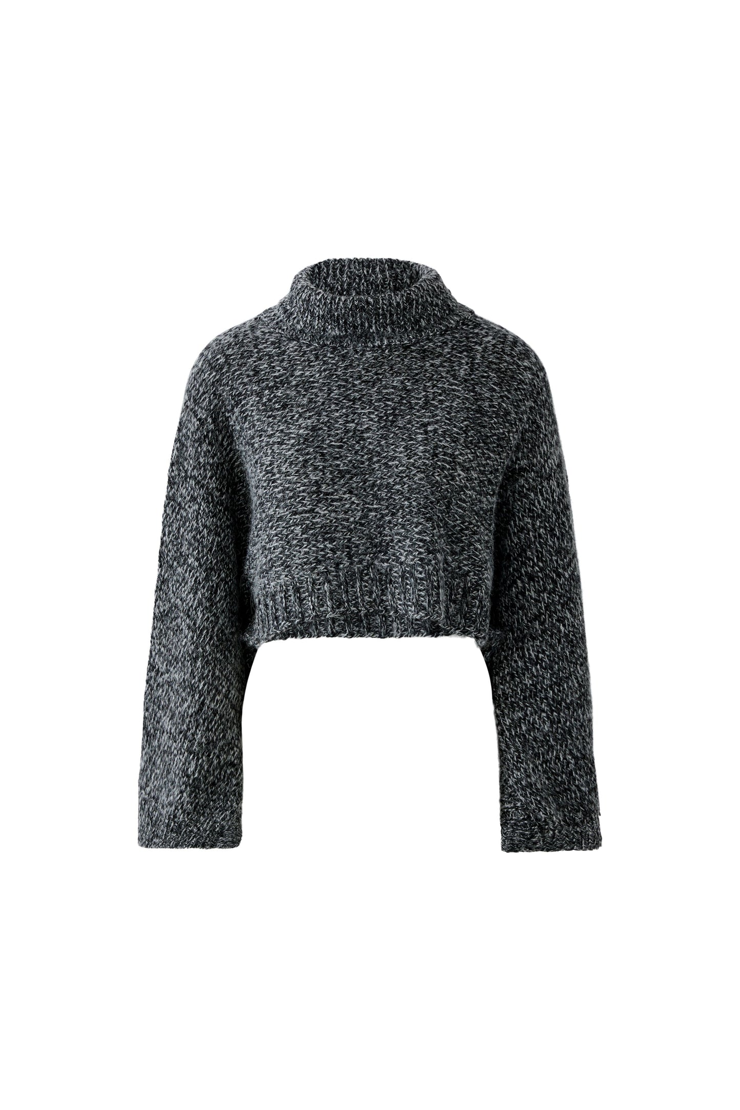 Oui Black/Off White Cropped Jumper