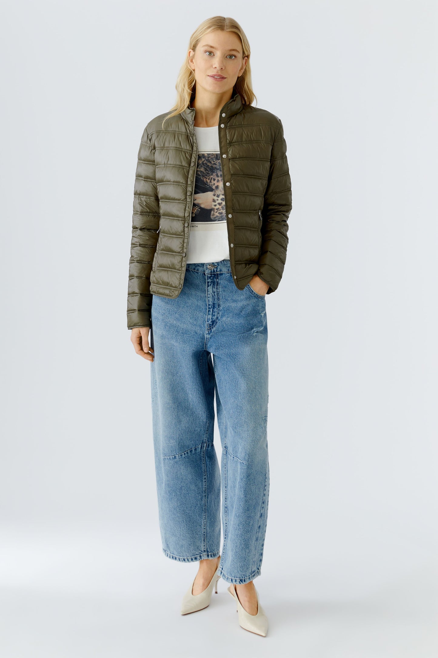 Oui Khaki Light Quilted Jacket