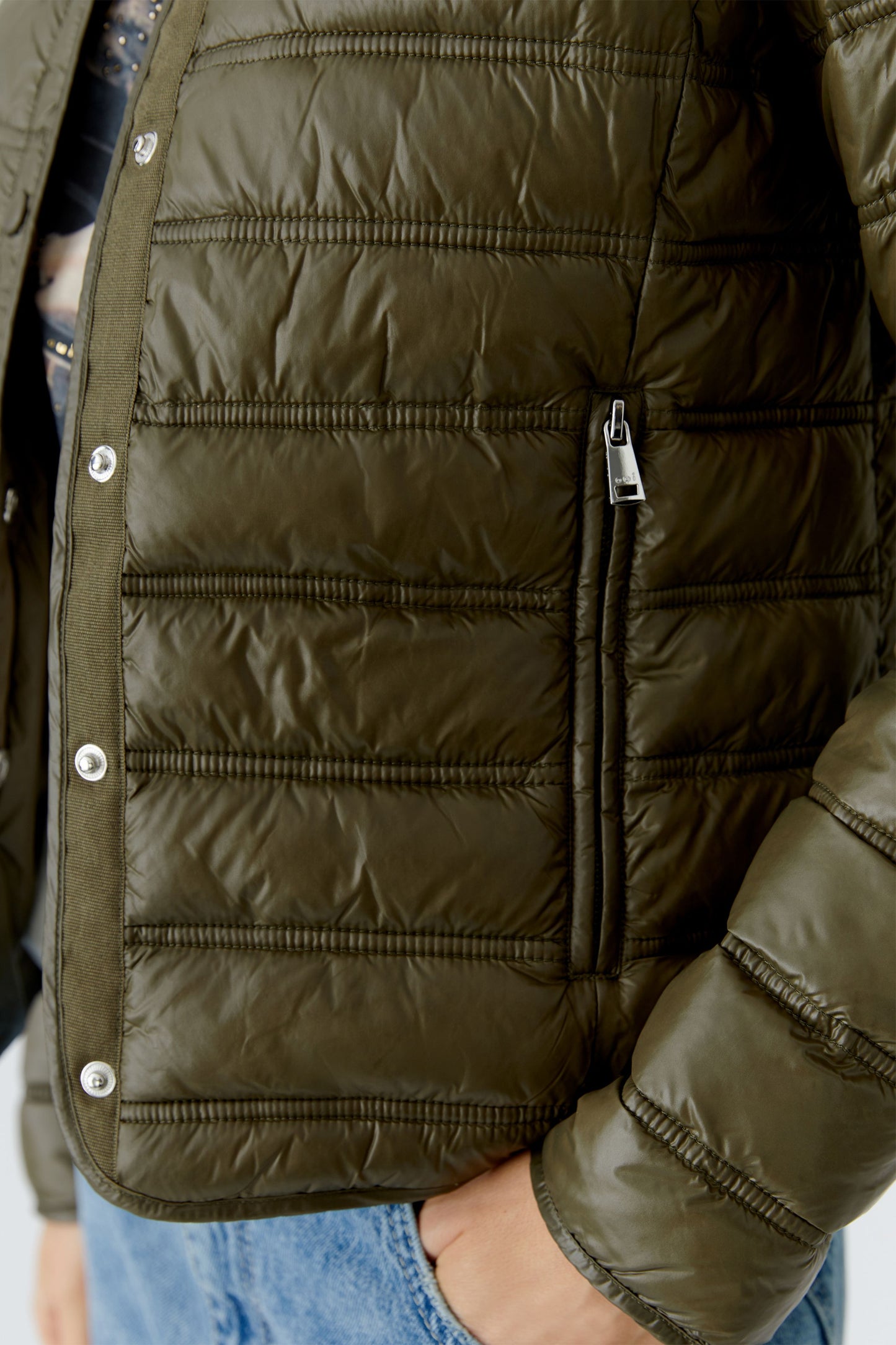 Oui Khaki Light Quilted Jacket