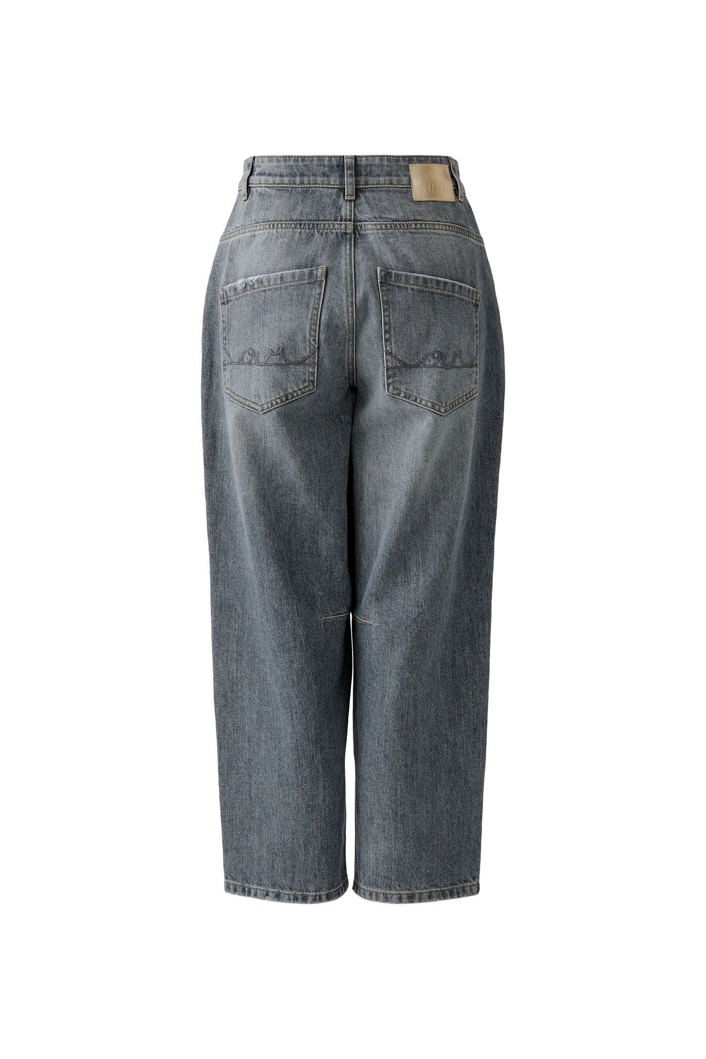 Oui Grey Melange Girlfriend Barrel Jeans