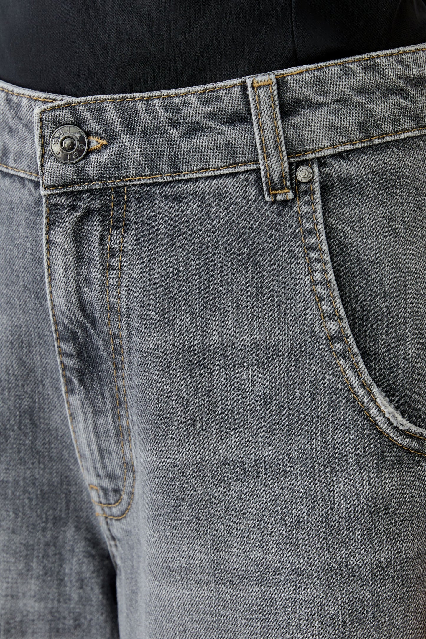 Oui Grey Melange Girlfriend Barrel Jeans