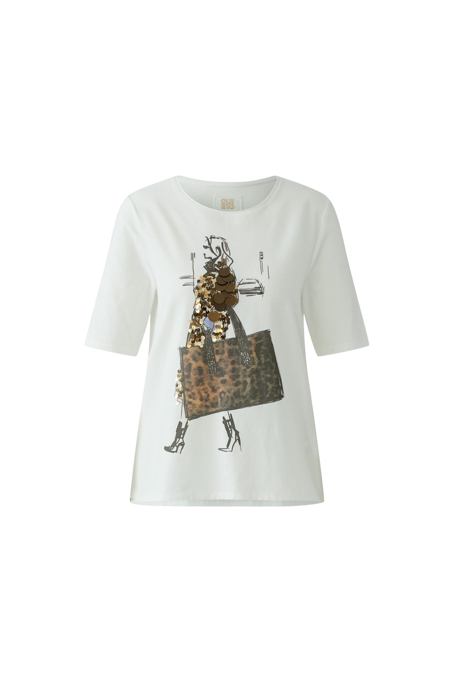 Oui Cloud Dancer Lady Print T-Shirt
