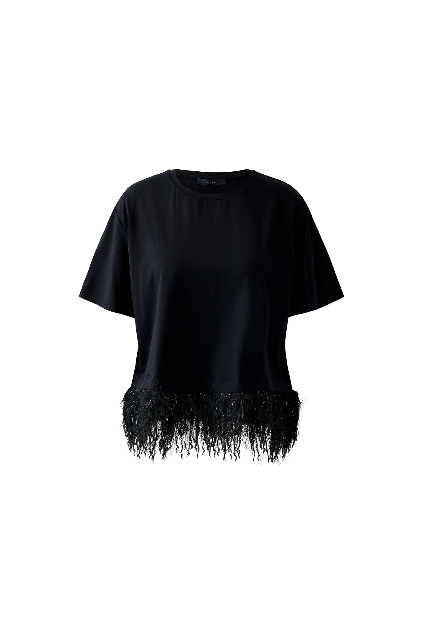 Oui Black Fringe Hem T-Shirt