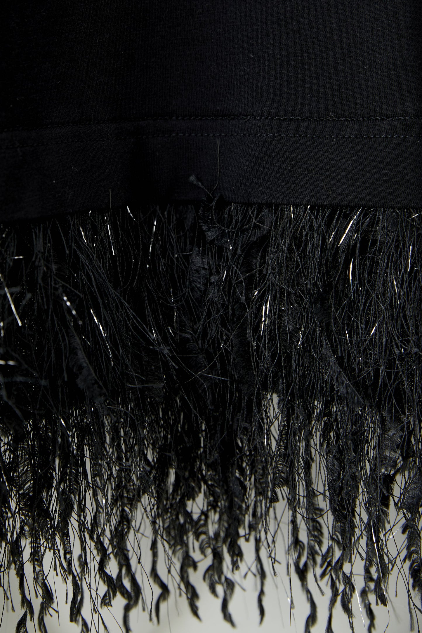 Oui Black Fringe Hem T-Shirt