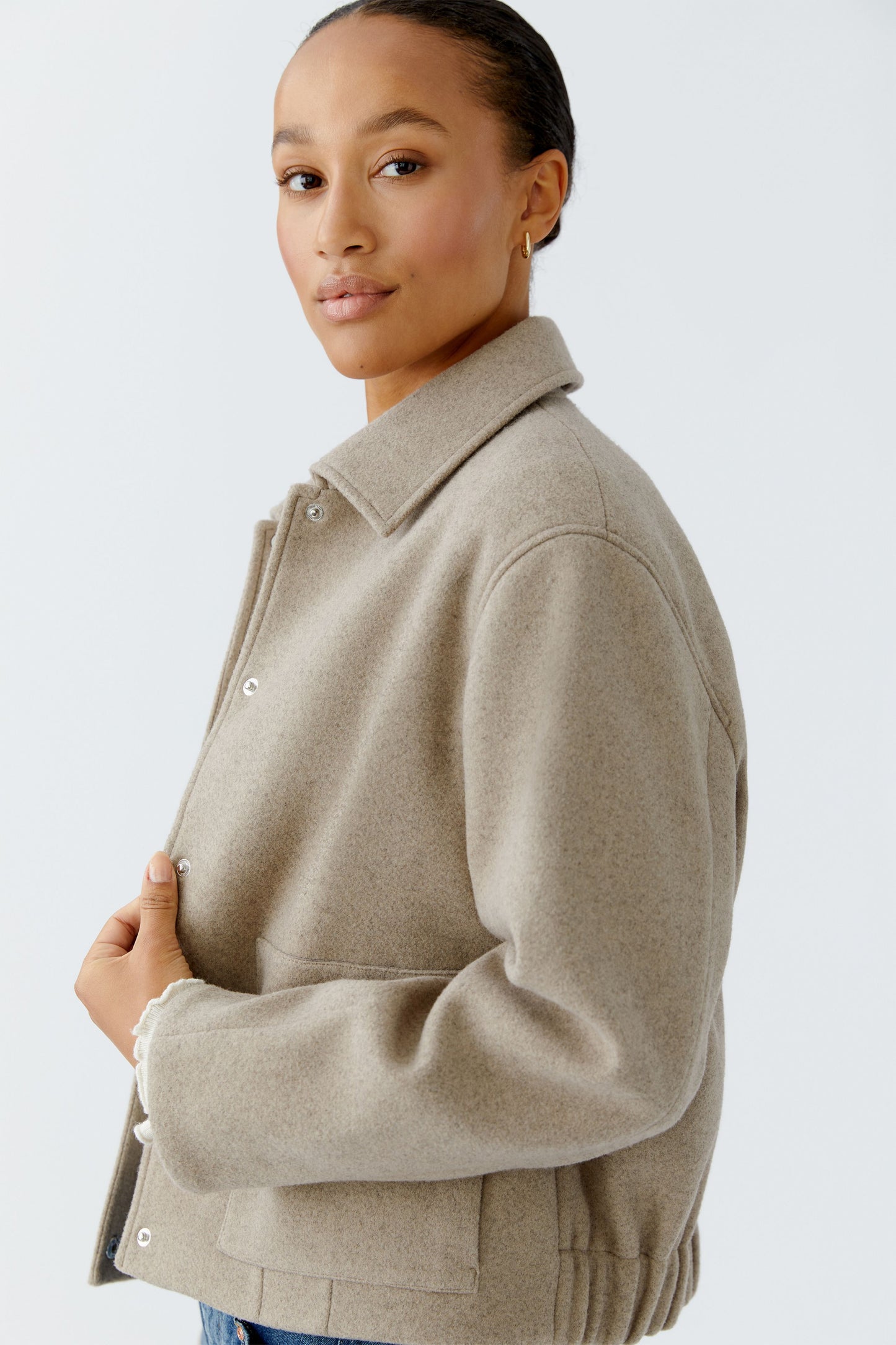 Oui Taupe Patch Pocket Jacket