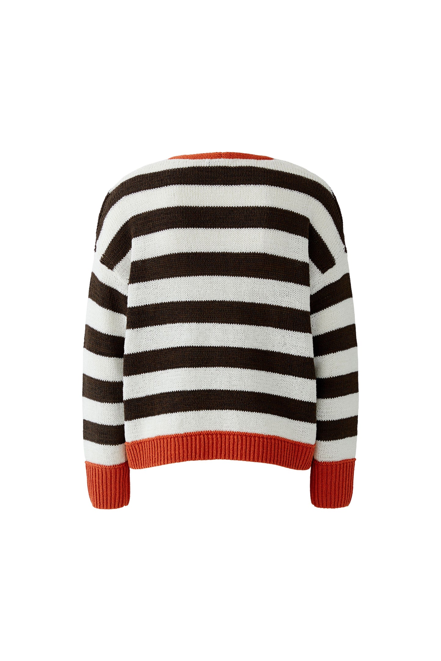 Oui White/Brown Stripe Jumper