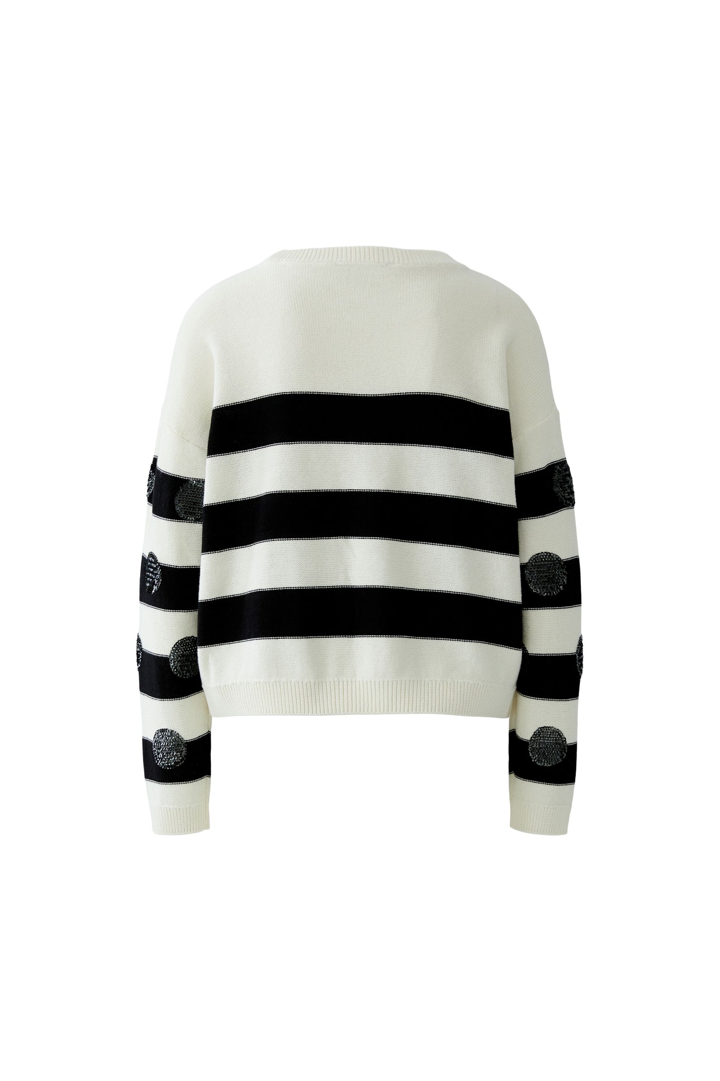 Oui White/Black Stripe Jumper with Sequin Spots
