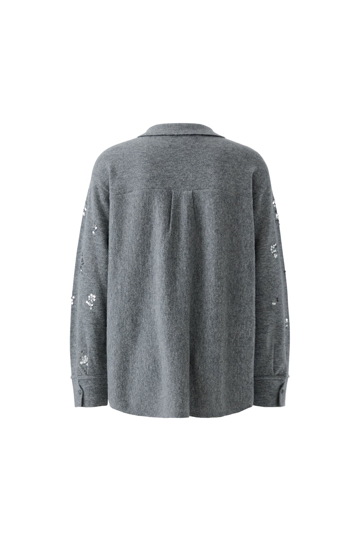 Oui Grey Embellished Knitted Shirt