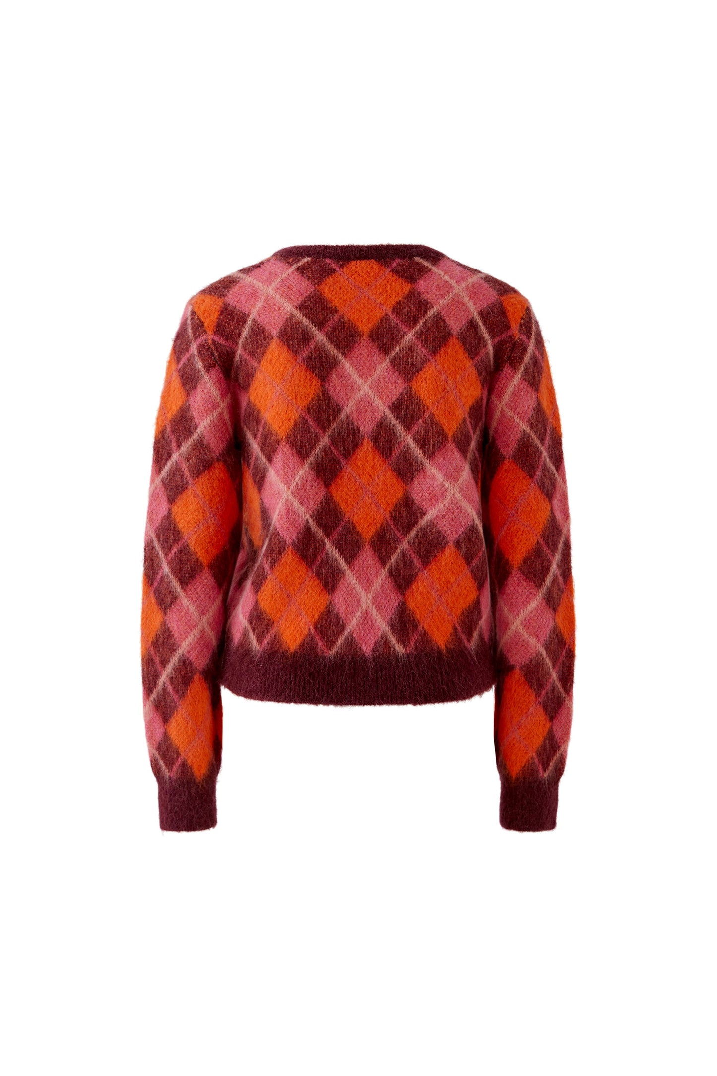 Oui Dark Red/Orange Argyle Pattern Jumper