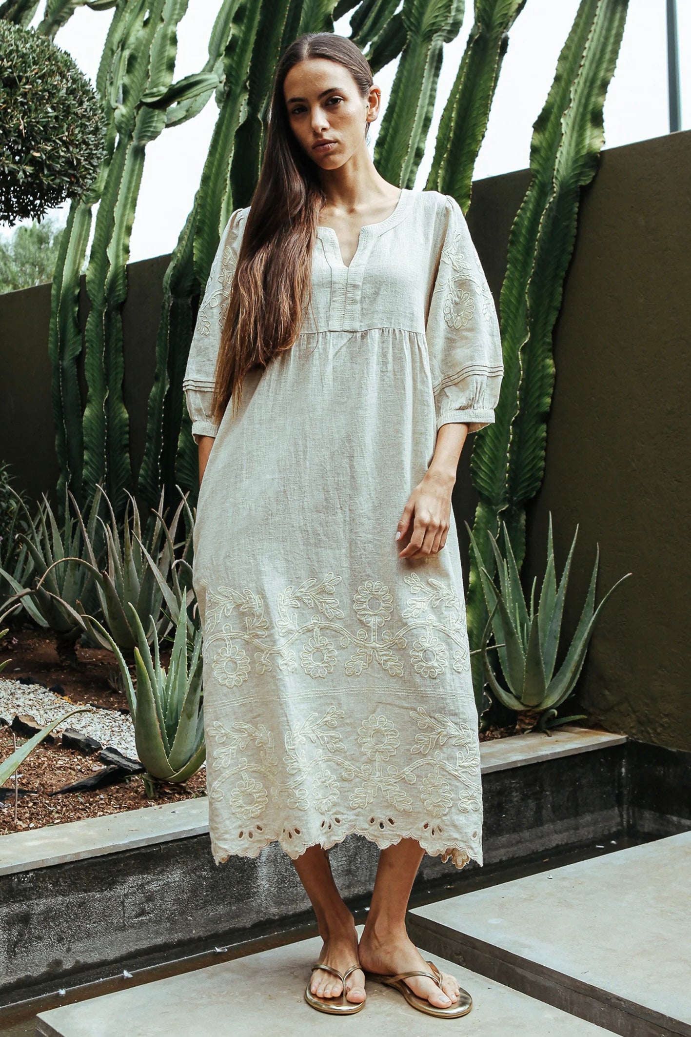 Rose and Rose Grange Natural/Gold Dress