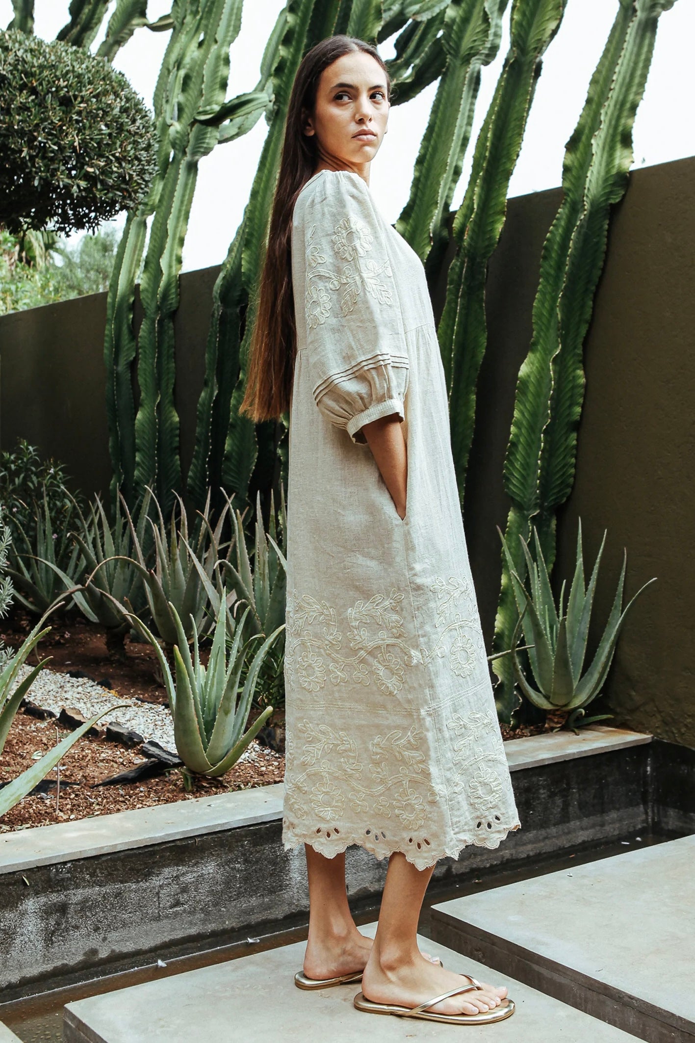 Rose and Rose Grange Natural/Gold Dress