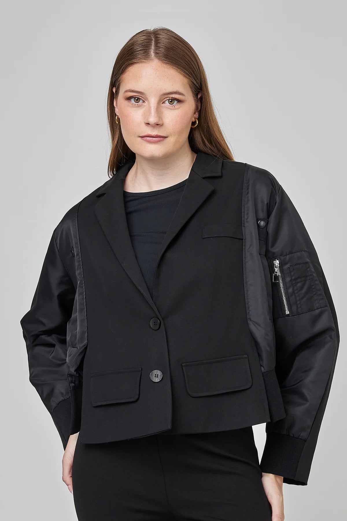 Uchuu Black Tailored Bomber Jacket