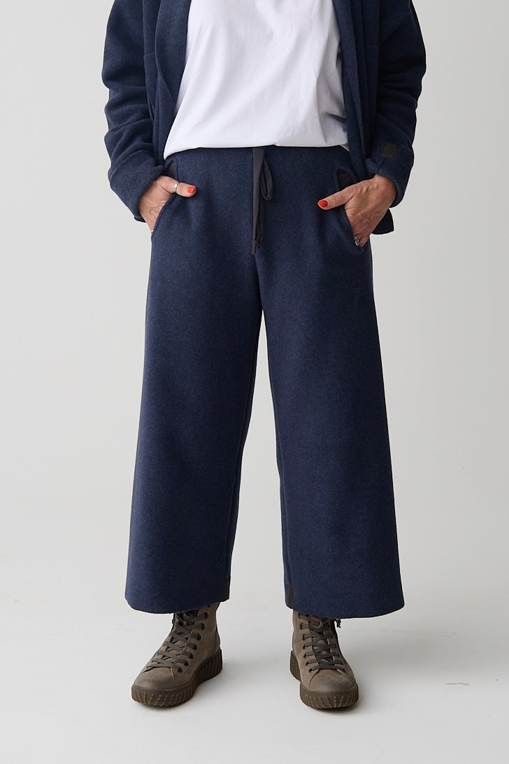 HS Evening Blue Cropped Flare Trousers