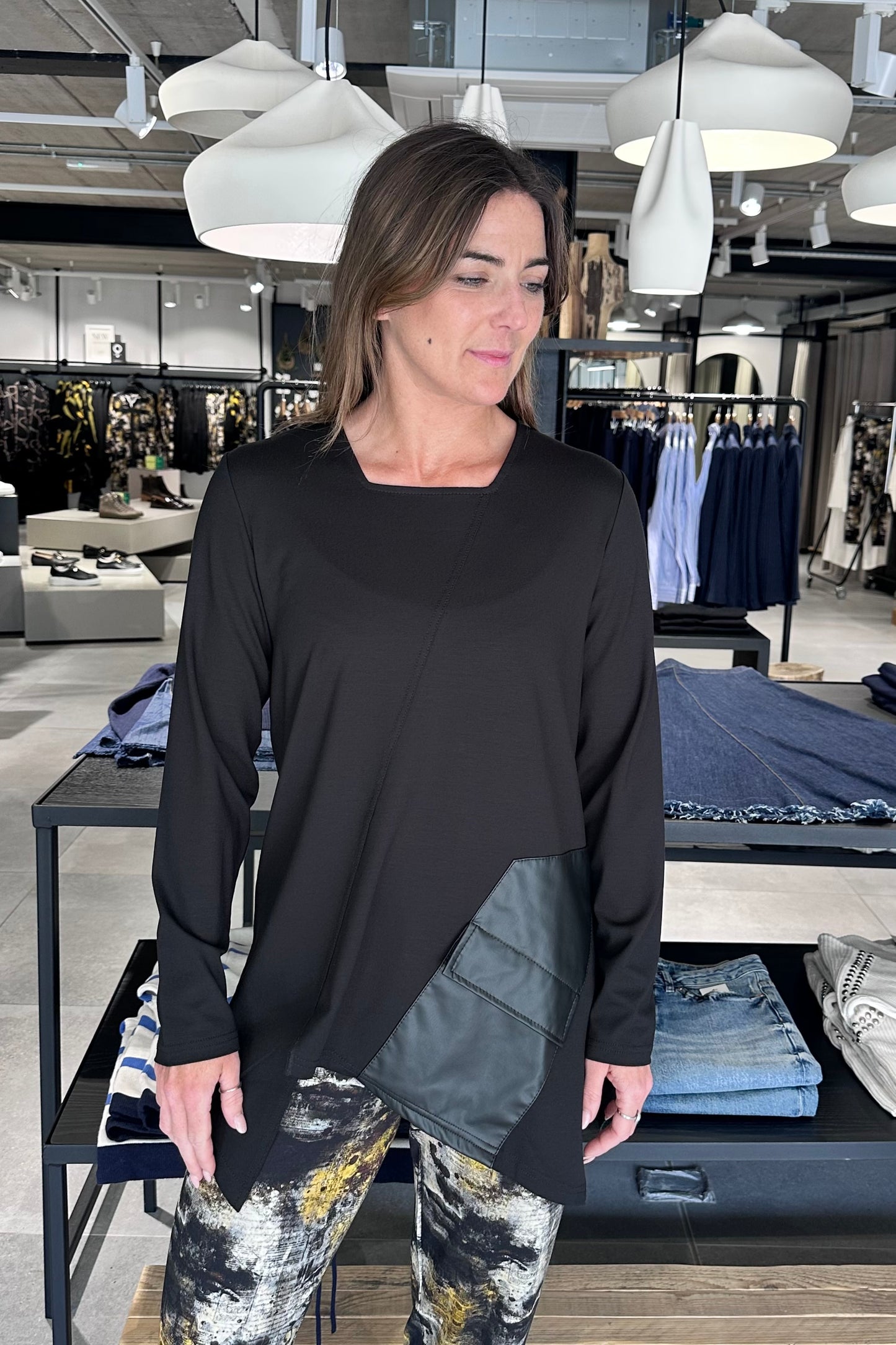 My Soul Black Faux Leather Pocket Top