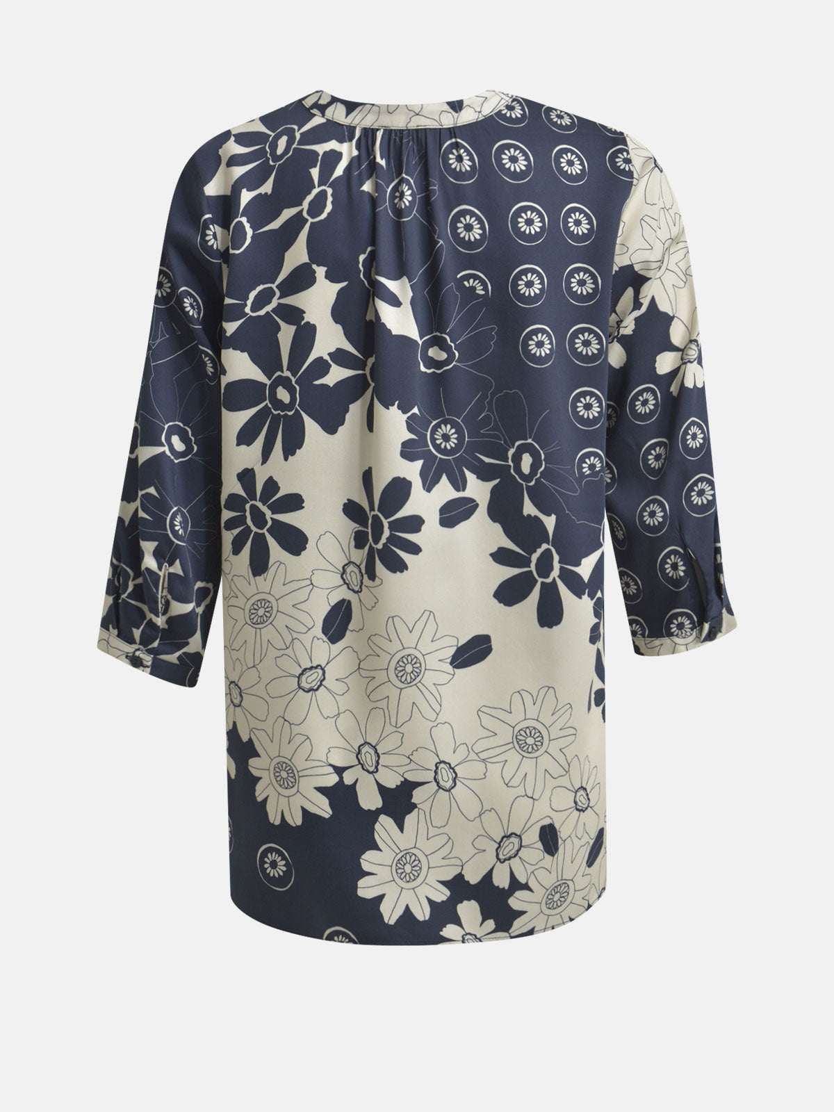 Milano Navy Flower Print V-Neck Blouse