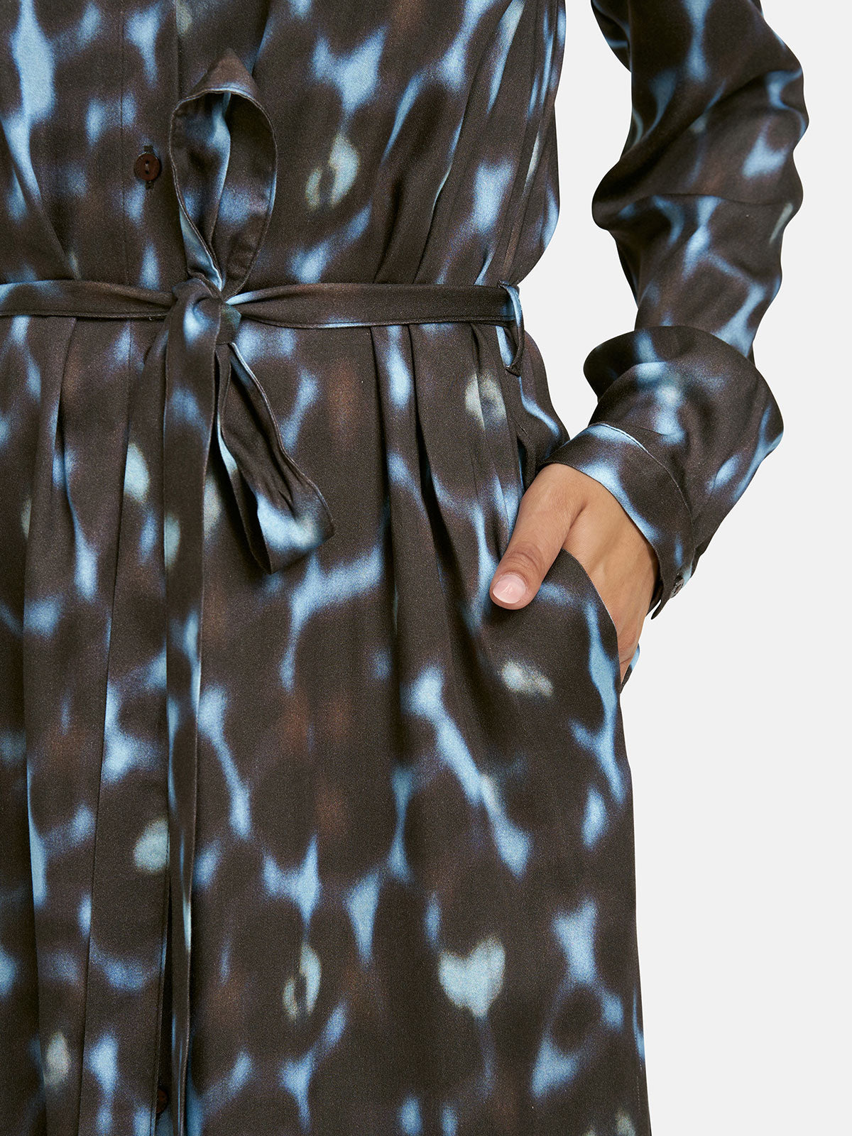 Milano Mocca Print Tie Waist Shirt Dress