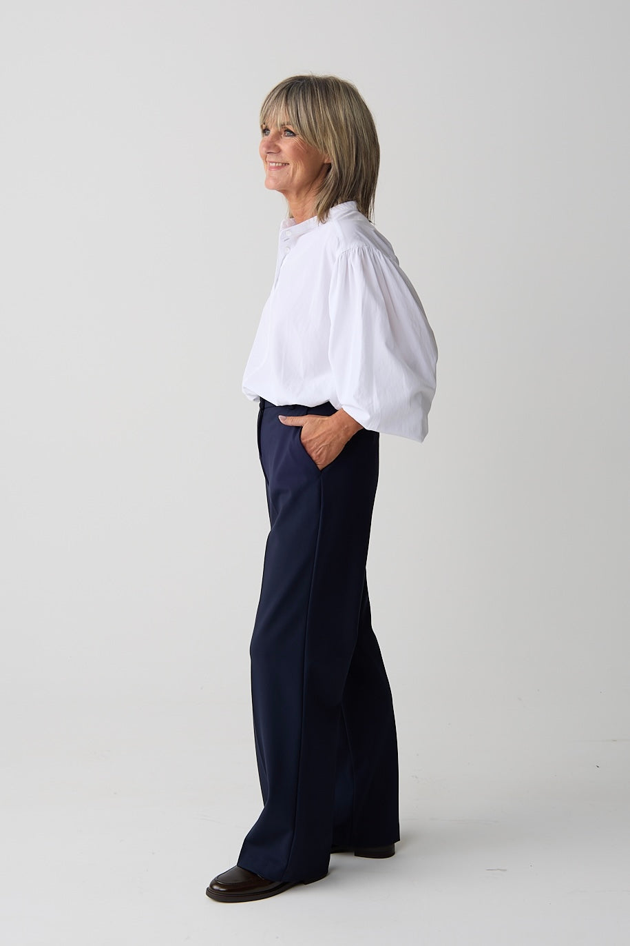 Brax Maine Navy Wide Leg Jersey Trouser