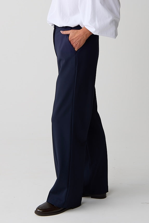 Brax Maine Navy Wide Leg Jersey Trouser