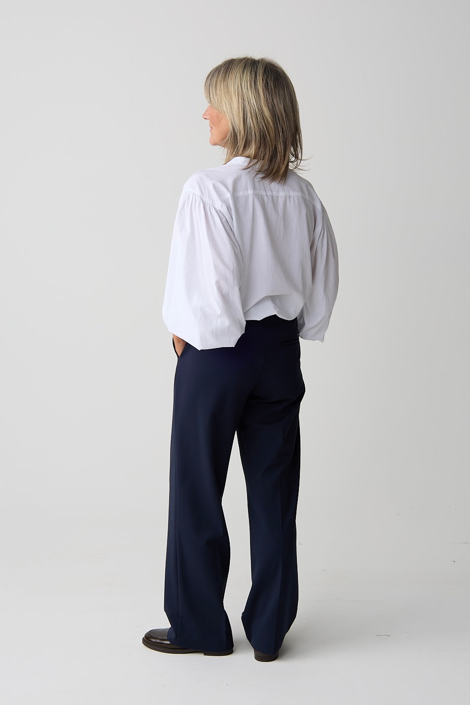Brax Maine Navy Wide Leg Jersey Trouser