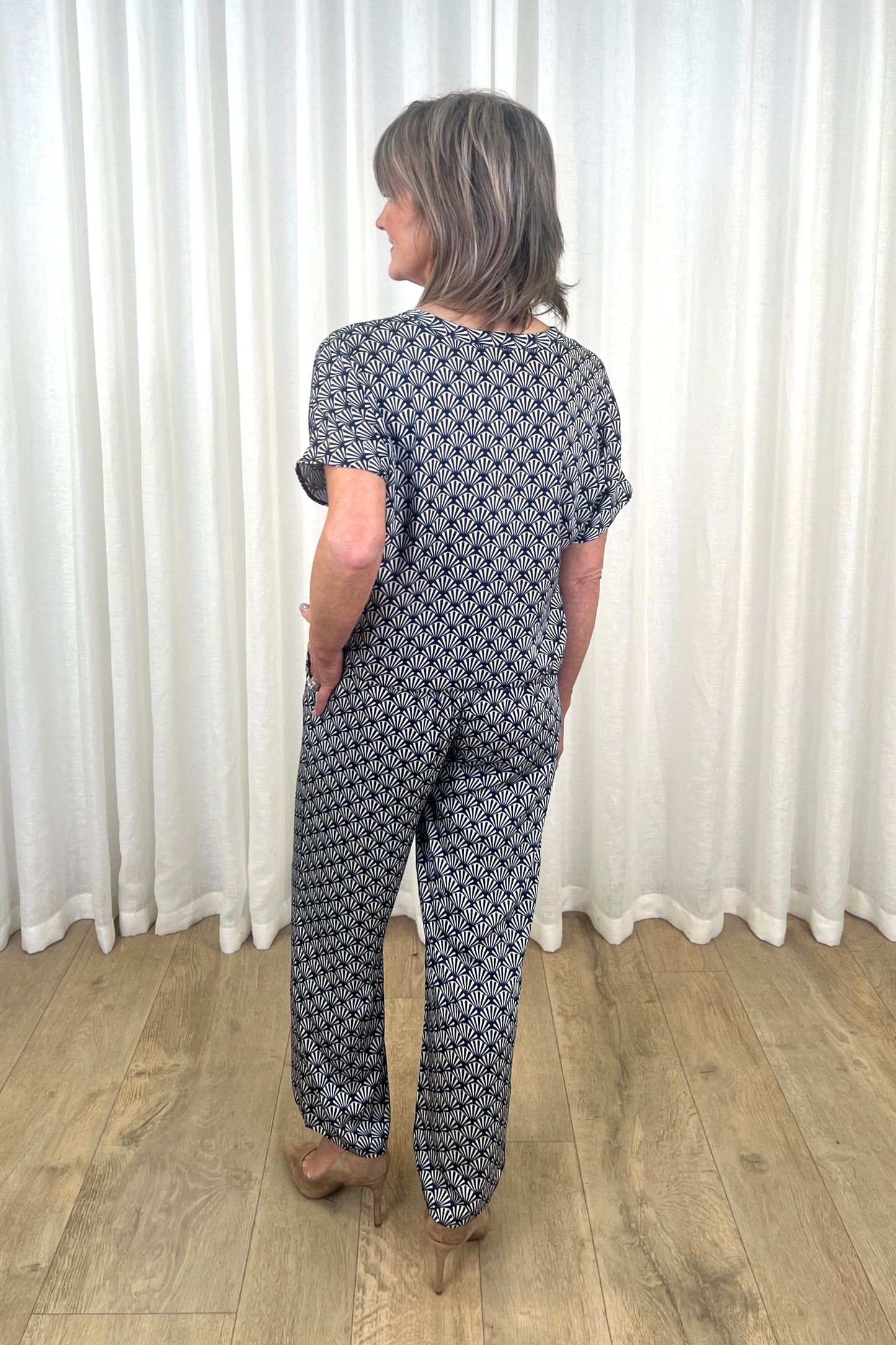 Milano Navy Print Trousers