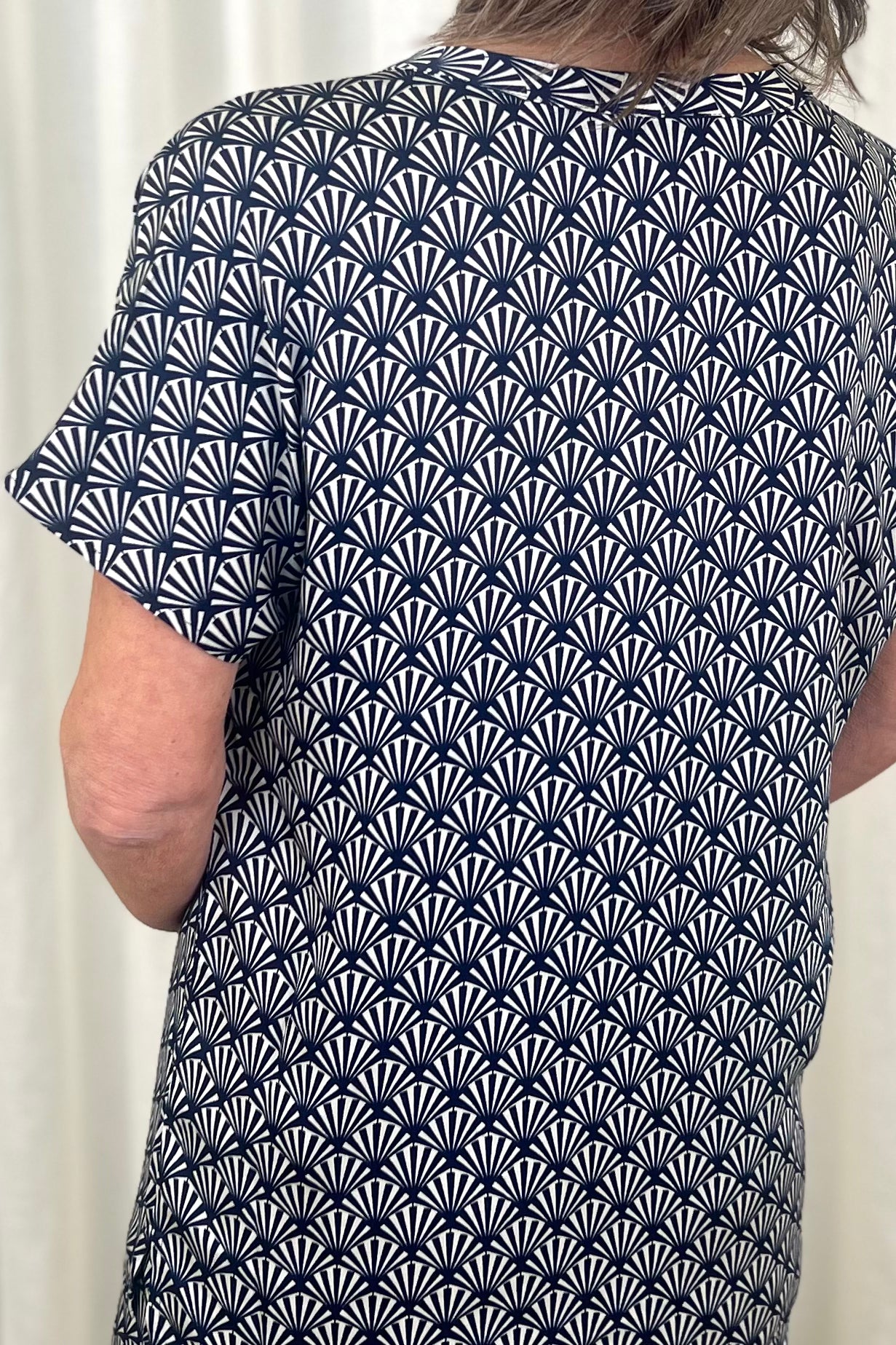 Milano Navy Print V-Neck Blouse