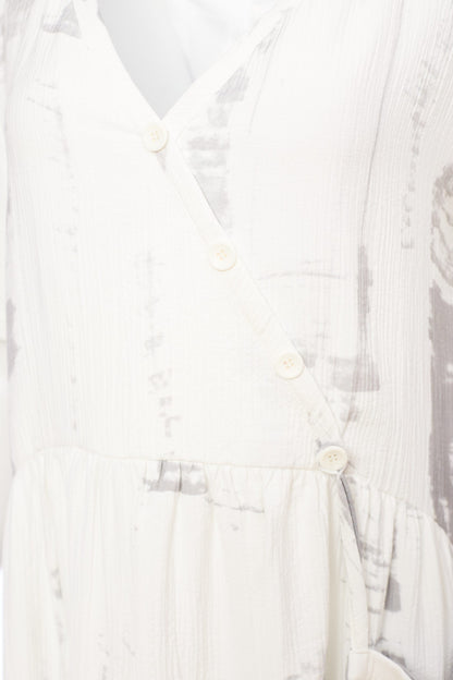 Naya White & Mink Dress with Mock Pocket