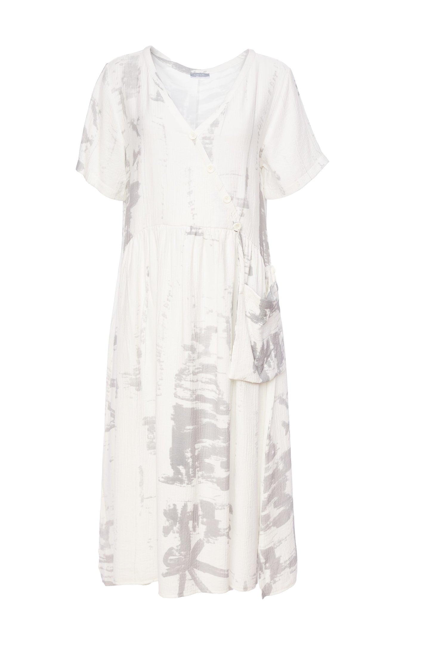 Naya White & Mink Dress with Mock Pocket