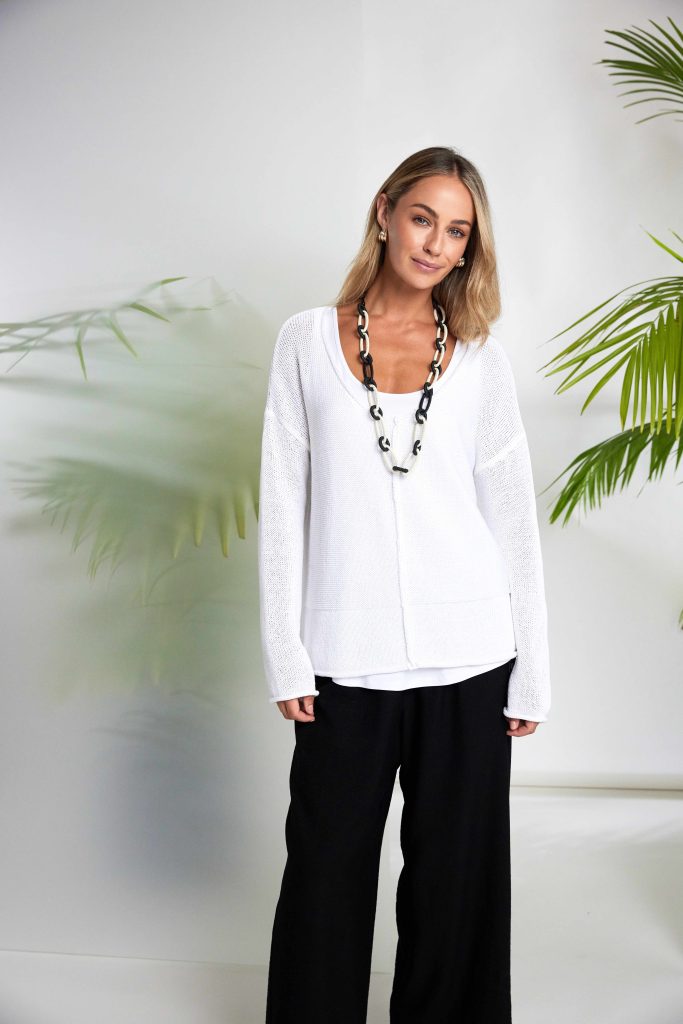 Naya Black/Cream Two Tone Loop Necklace