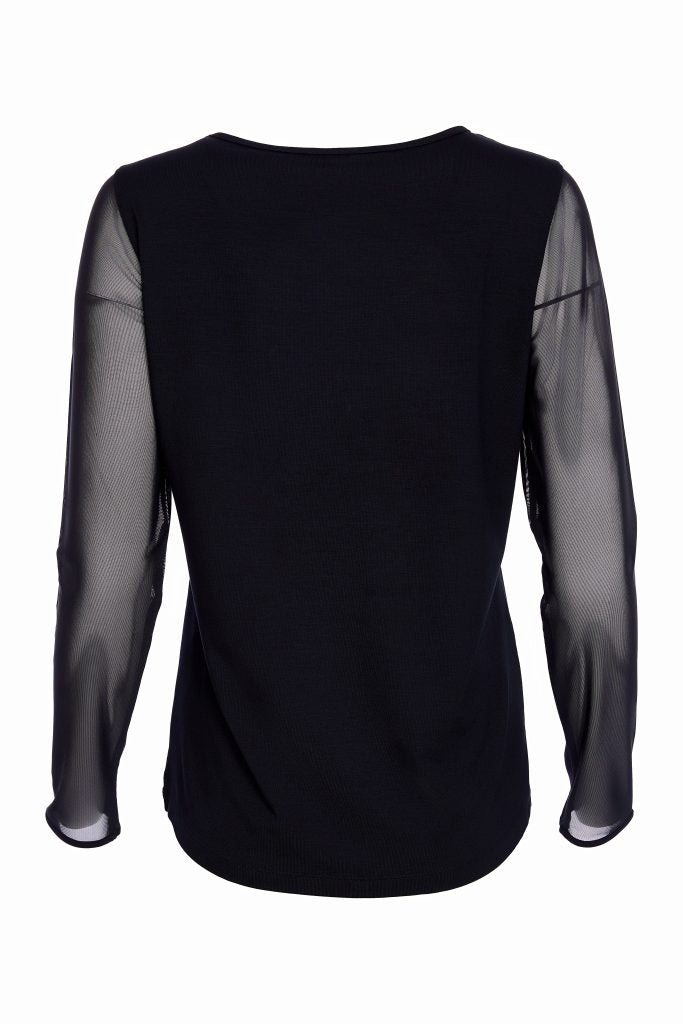 Naya Black Mesh Sleeve Top