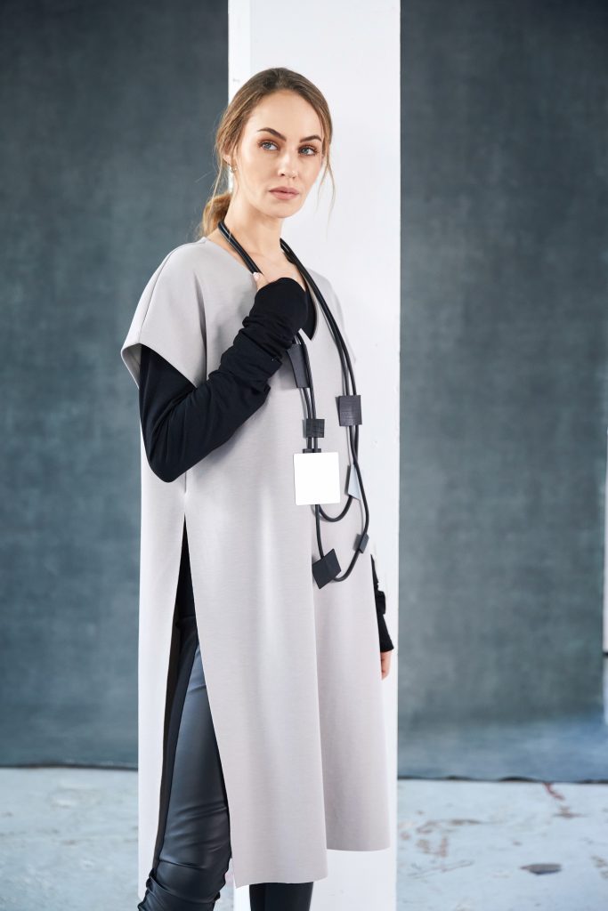 Naya Taupe Long Line Tunic Top