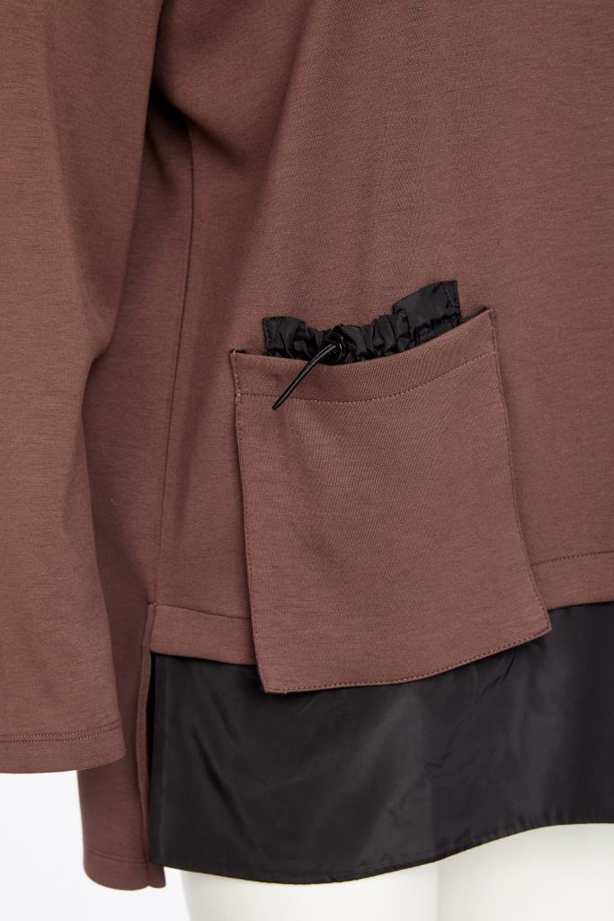 Naya Cocoa/Black Pocket Detail Sweatshirt