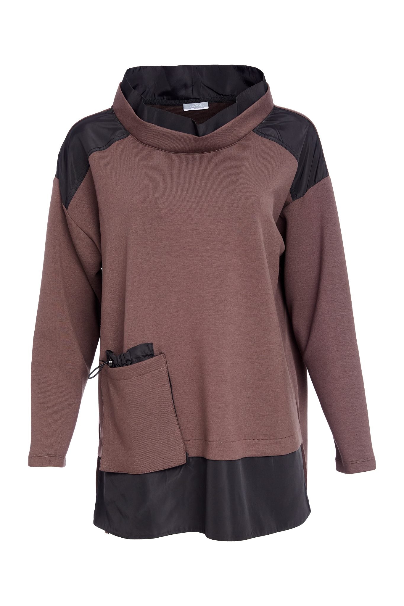 Naya Cocoa/Black Pocket Detail Sweatshirt