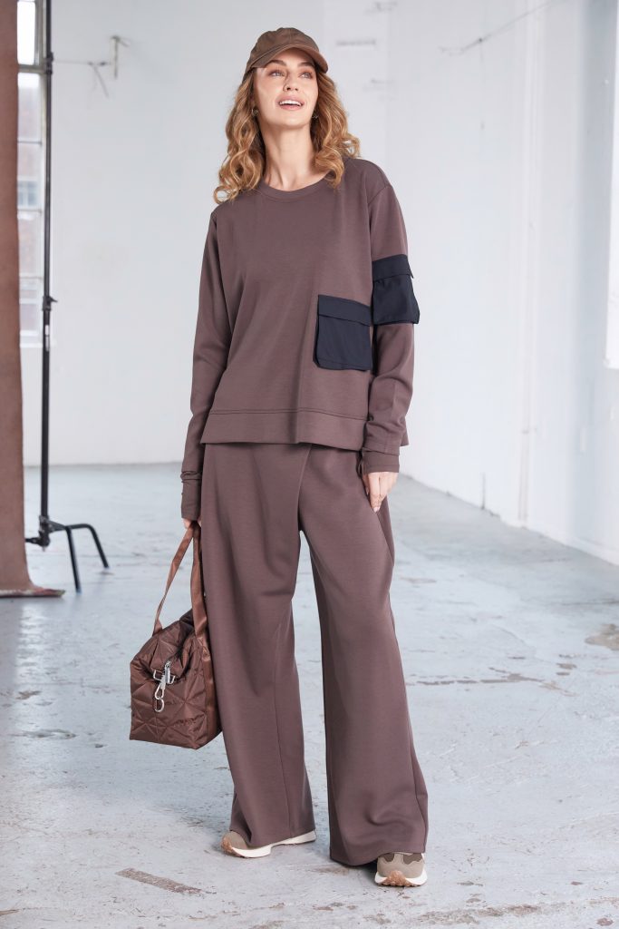 Naya Cocoa/Black Contrast Pocket Sweatshirt