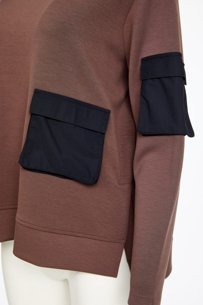 Naya Cocoa/Black Contrast Pocket Sweatshirt
