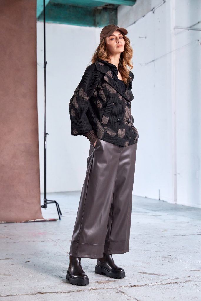 Naya Cocoa Wide Leg Leatherette Trouser