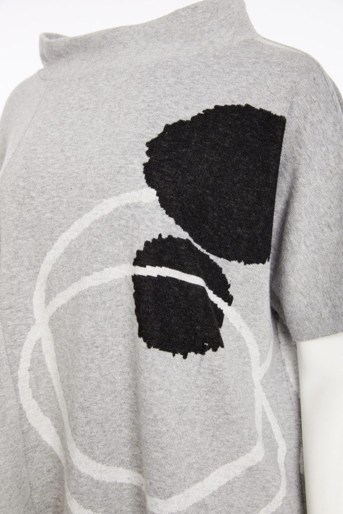 Naya Silver High Neck Placement Print Top