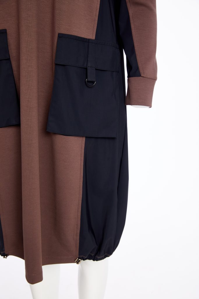 Naya Cocoa/Black Hooded Contrast Dress