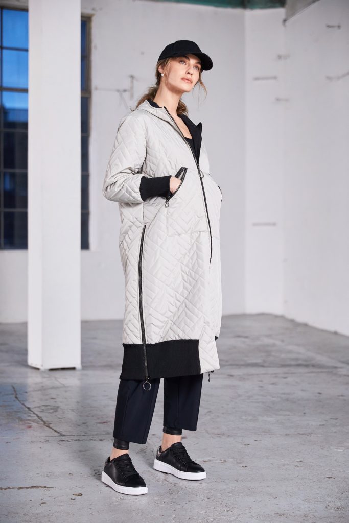 Naya Taupe/Black Padded Hooded Coat