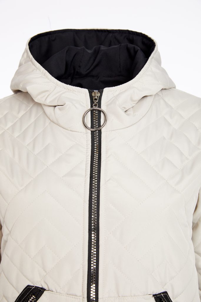 Naya Taupe/Black Padded Hooded Coat