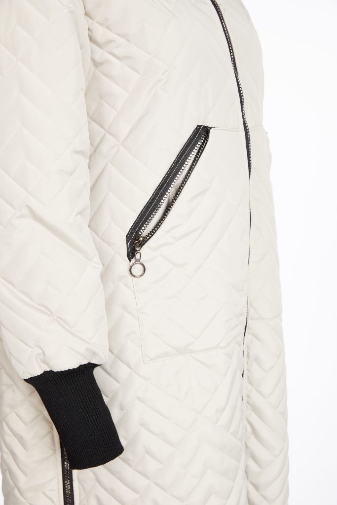Naya Taupe/Black Padded Hooded Coat
