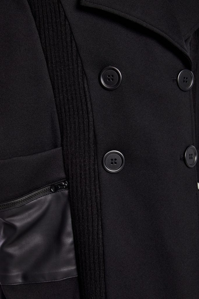 Naya Black Double Breasted Knit Panel Jacket