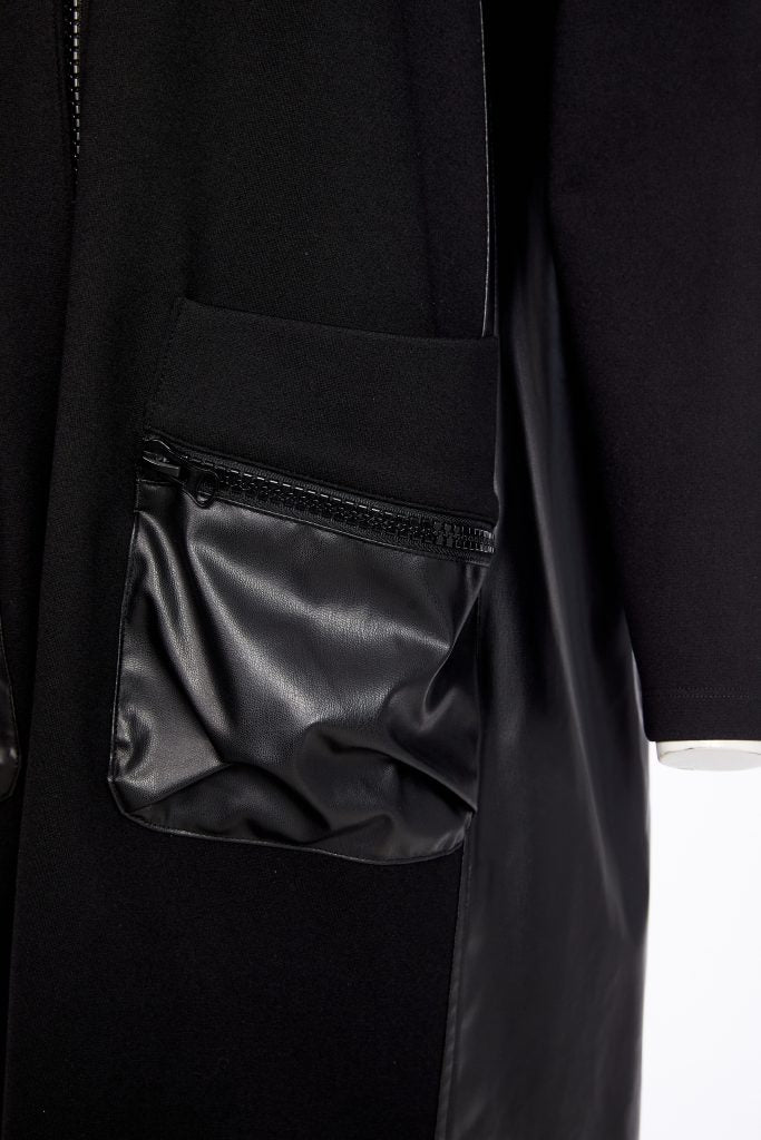 Naya Black High Neck Contrast Pocket Jacket
