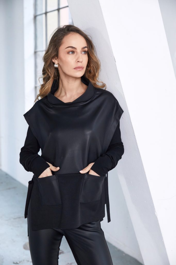 Naya Black Leatherette Slipover Top