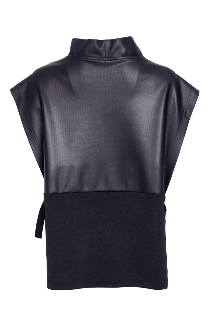 Naya Black Leatherette Slipover Top