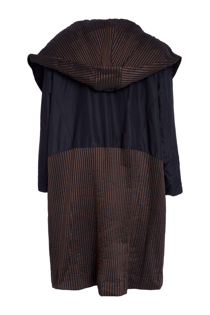 Naya Black/Cocoa Striped Hem Hooded Jacket