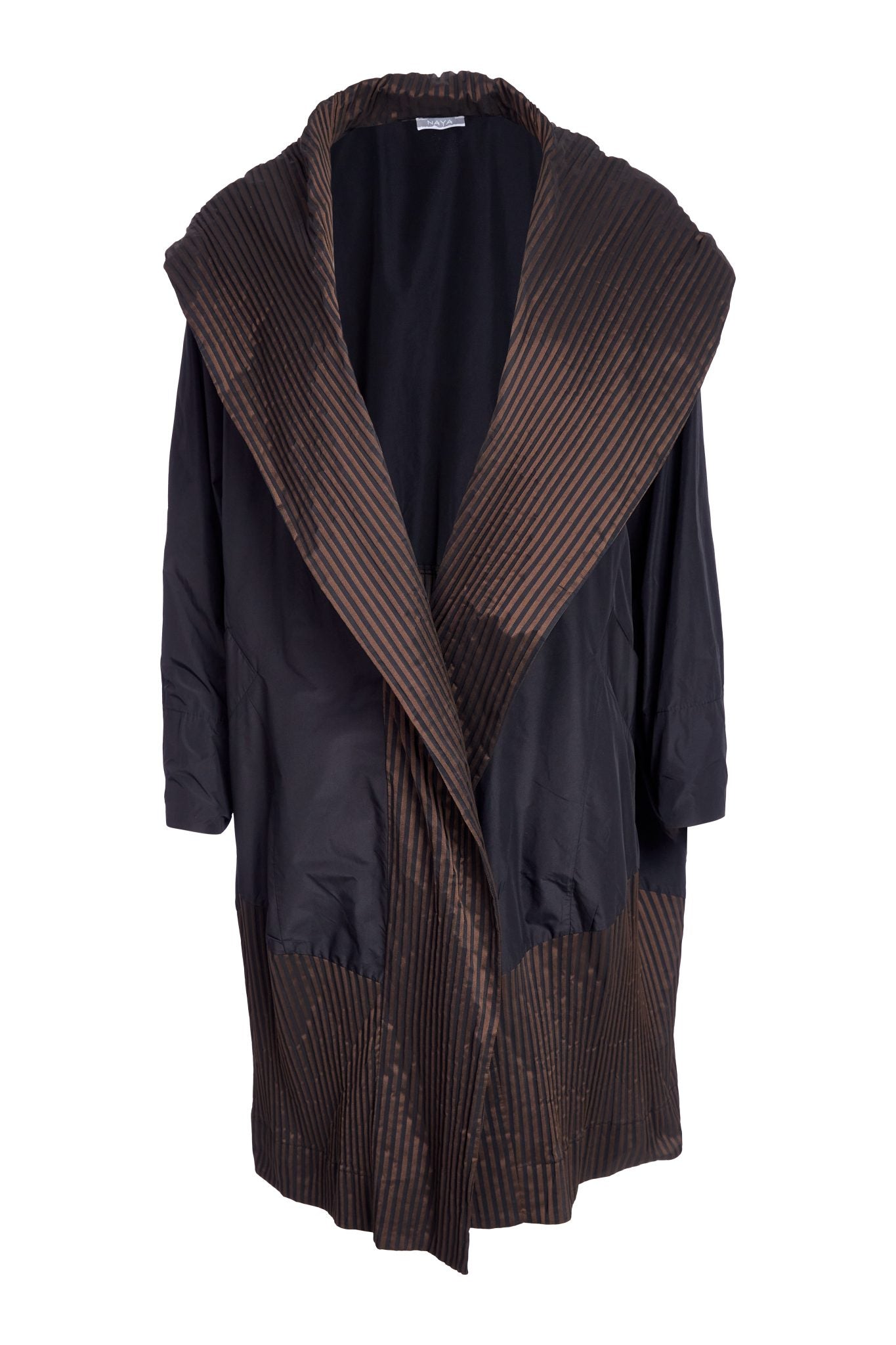 Naya Black/Cocoa Striped Hem Hooded Jacket