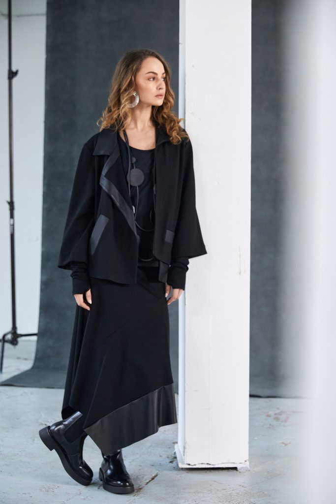 Naya Black Angled Hem Skirt