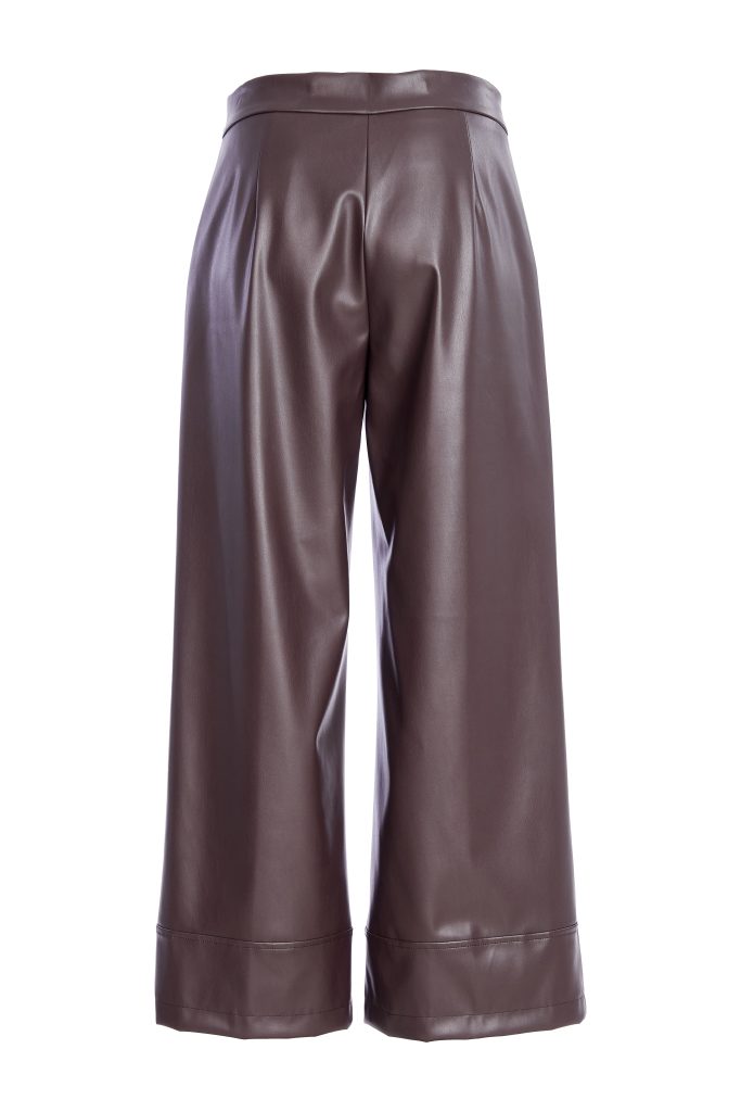 Naya Cocoa Wide Leg Leatherette Trouser